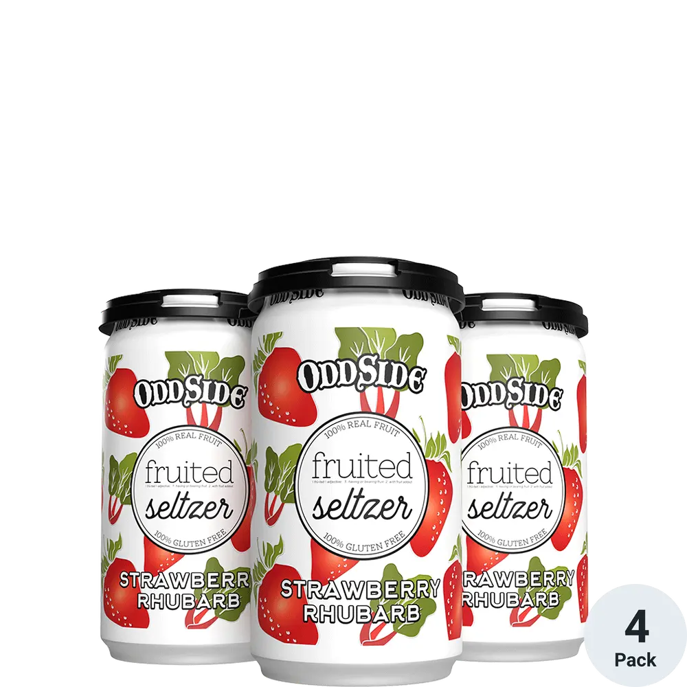 Oddside Fruited Seltzer Strawberry Rhubarb 4 Pack Can - Wine Palace