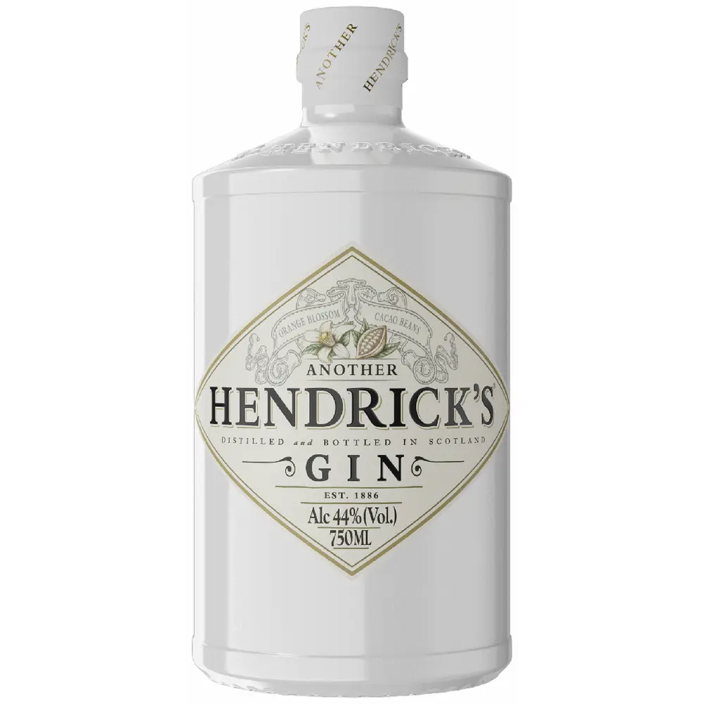 Hendrick's Gin bottle on a white background