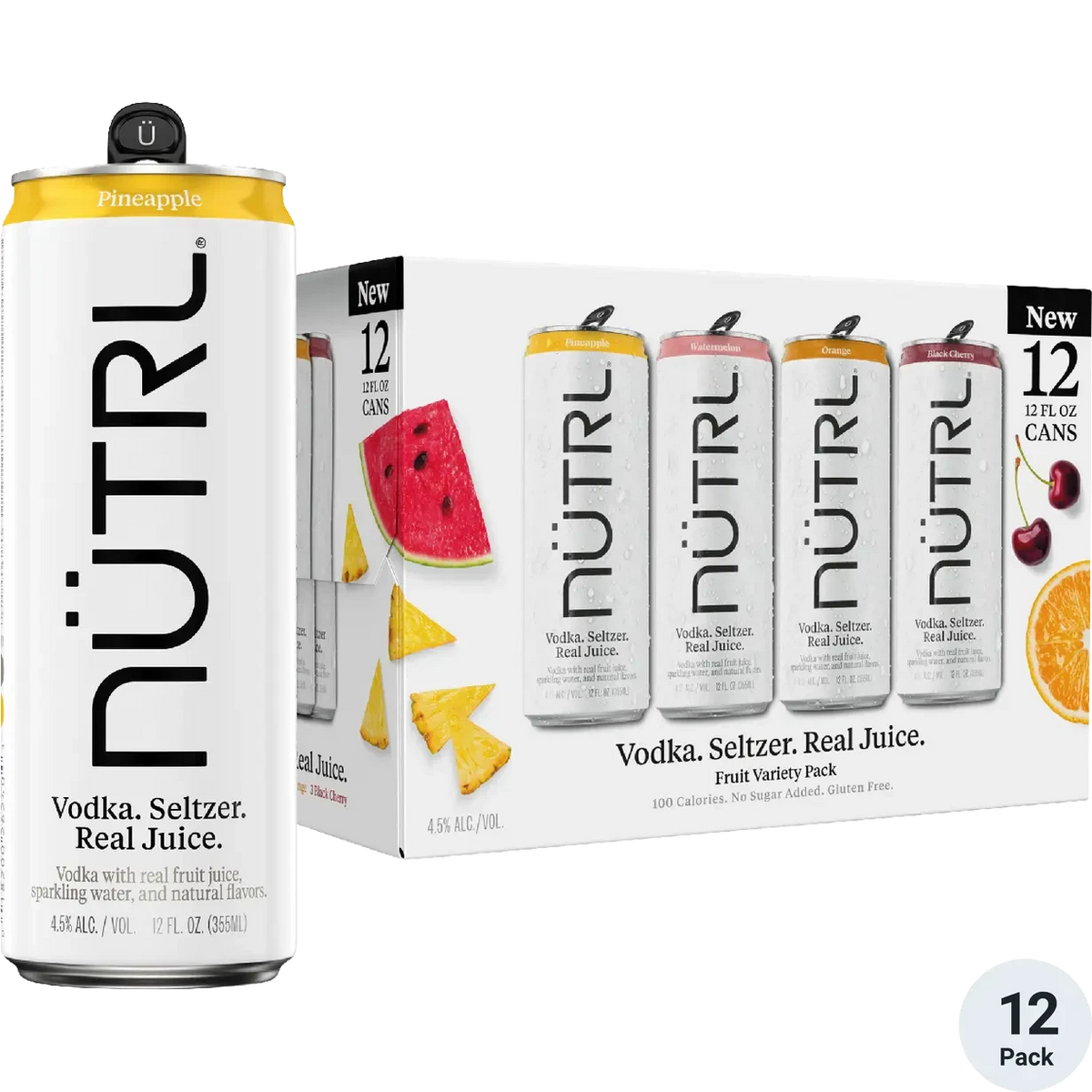 NUTRL Vodka Hard Seltzer Real Fruit Juice Variety Pack