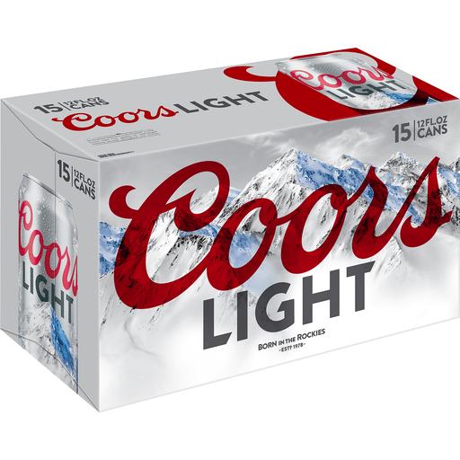 Coors Light Lager Beer, Light Beer, Beer 15 Pack, 12 FL OZ Cans