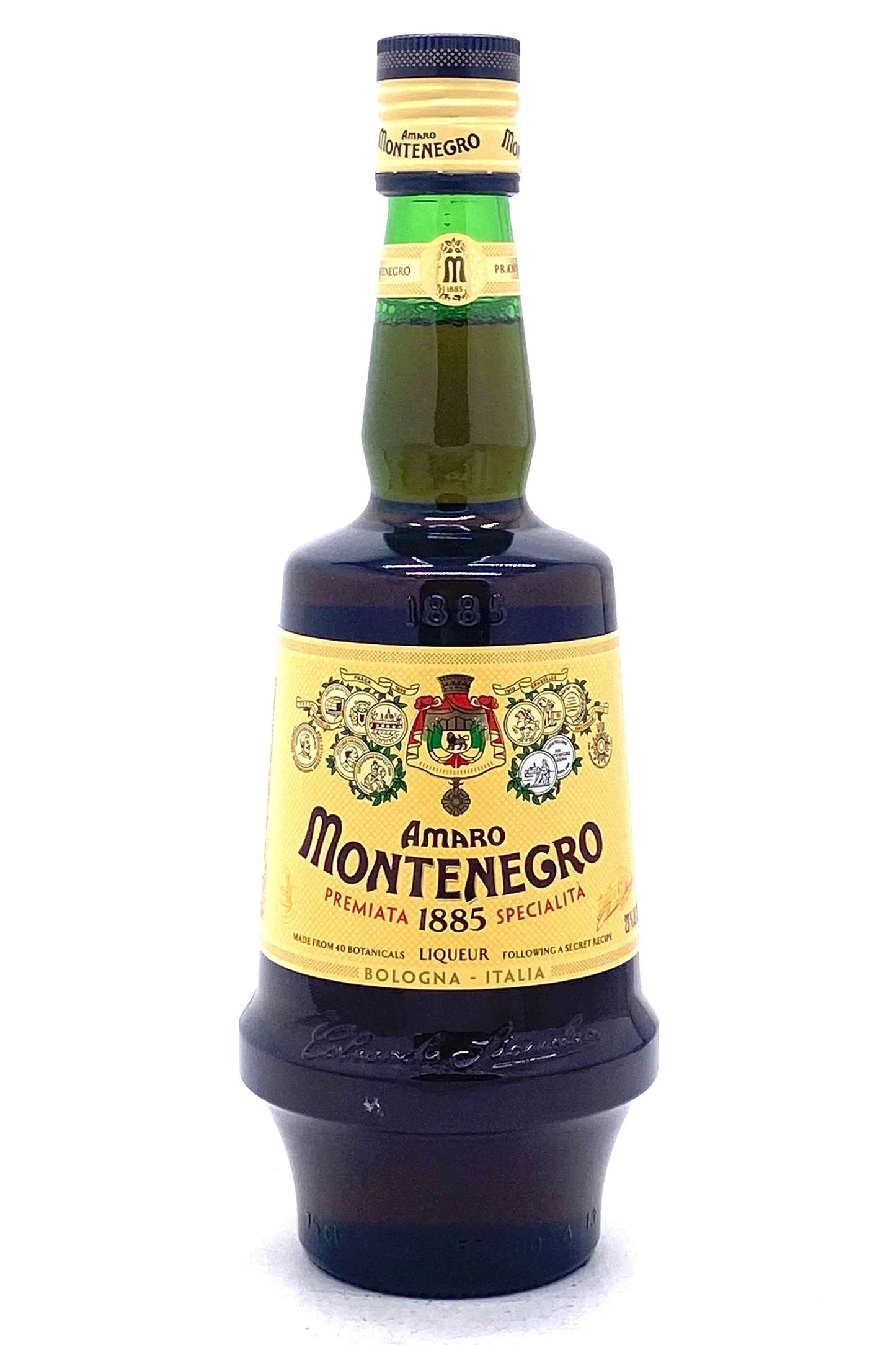 Bottle of Amaro Montenegro on a white background