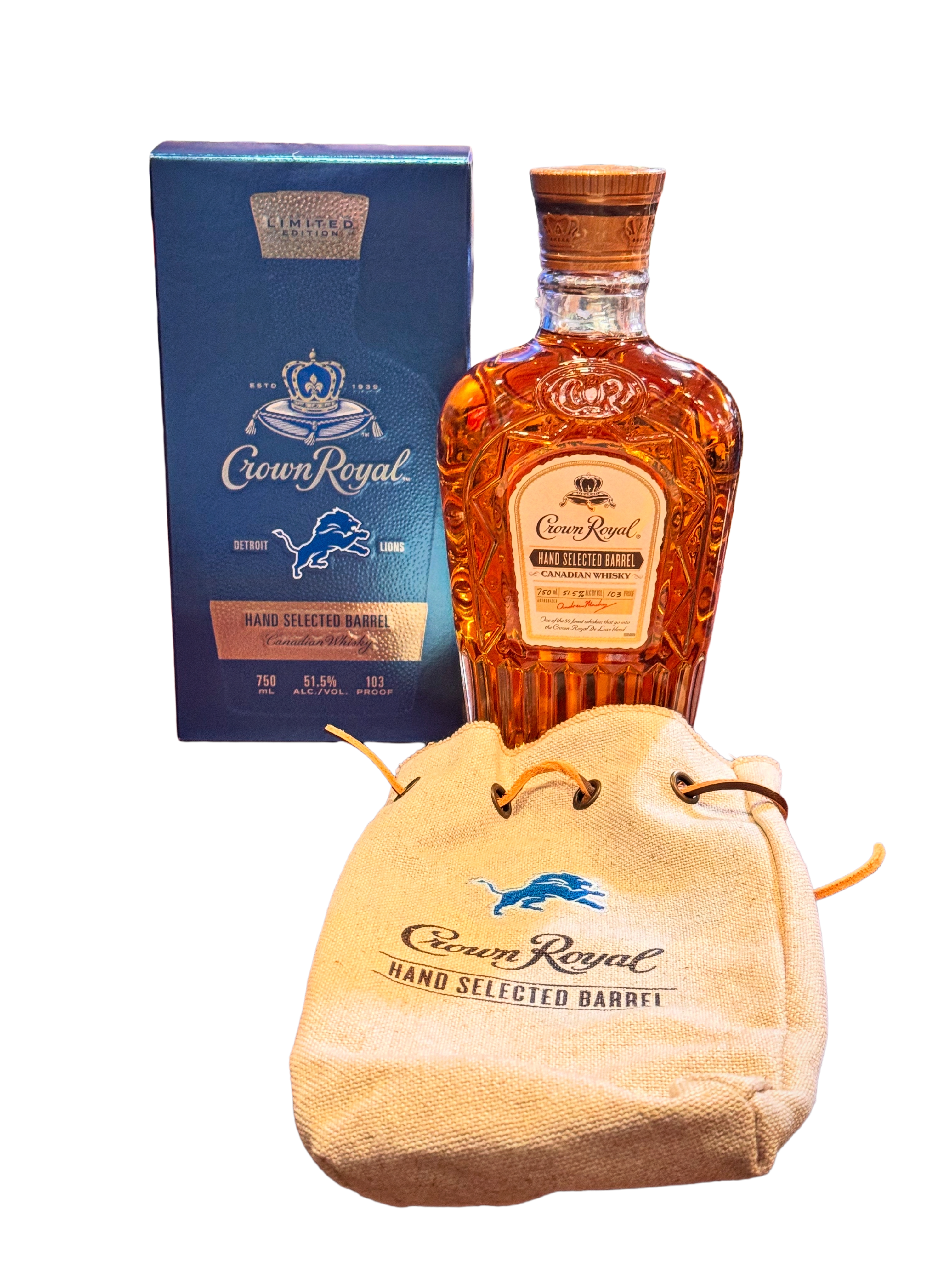 Crown Royal Hand Selected Canadian Whisky Detroit Lions Edition