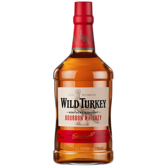 Wild Turkey bourbon whiskey bottle on a white background