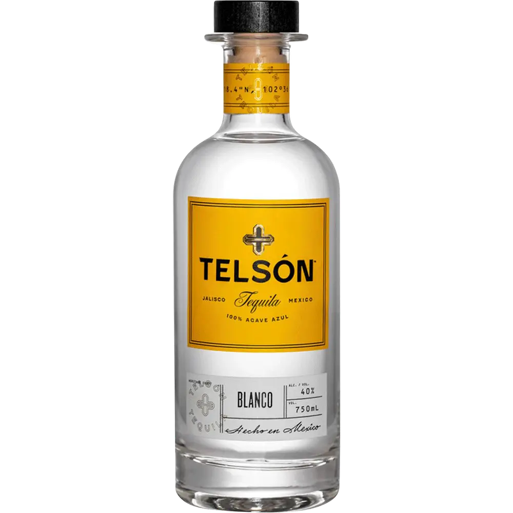 Telson tequila bottle on a white background