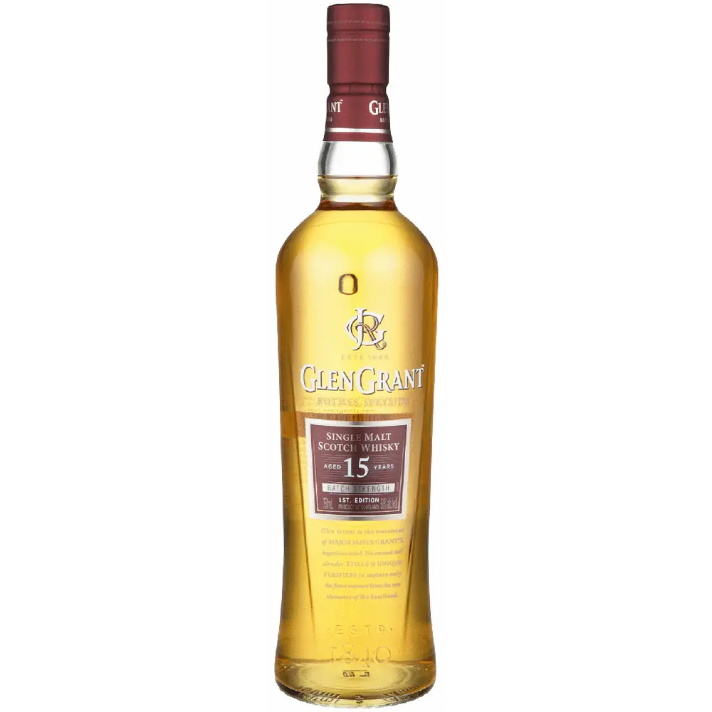 Glen Grant whisky bottle on a white background
