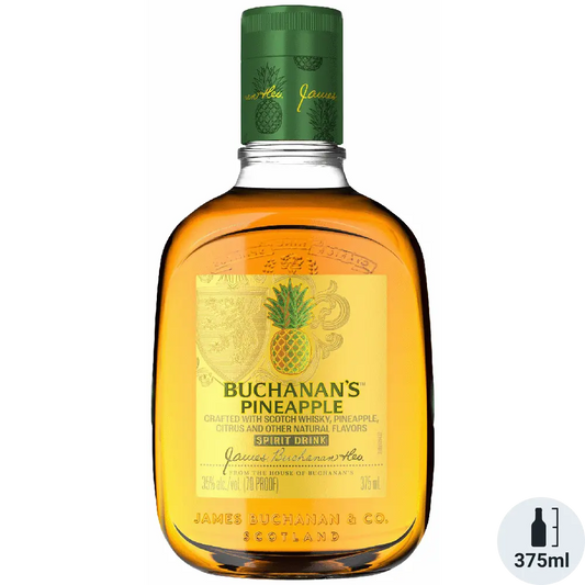 Buchanan's Pineapple whisky bottle on a white background