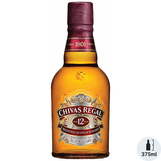 Chivas Regal 12-year-old blended Scotch whisky bottle on a white background