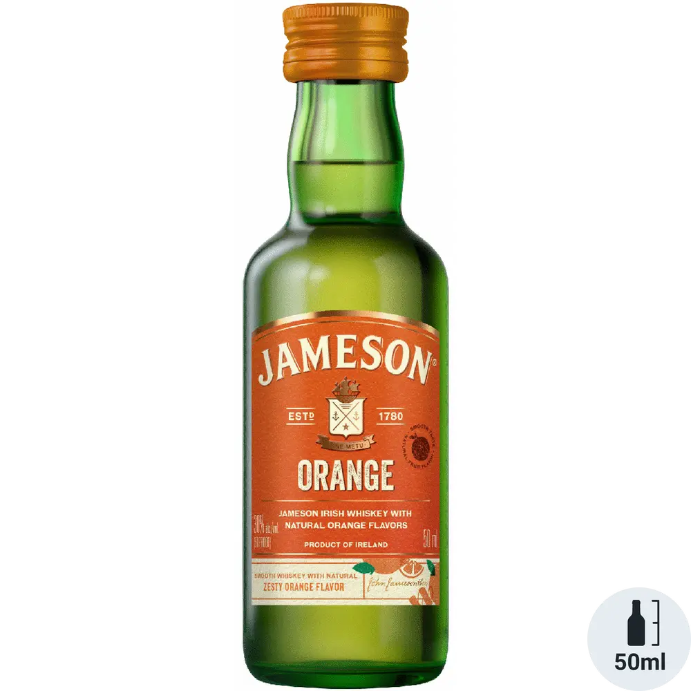 Jameson Orange whiskey bottle on a white background