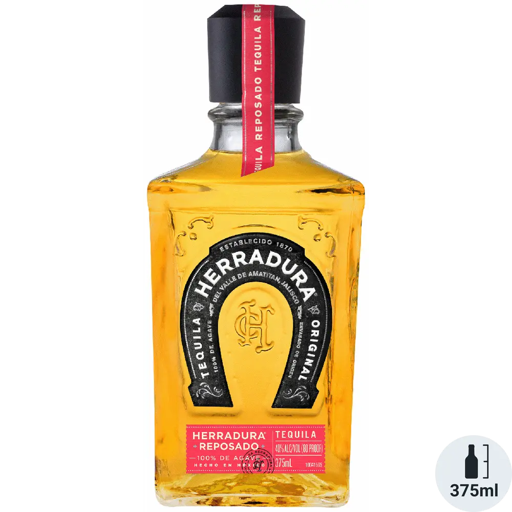 Herradura Reposado tequila bottle on a white background