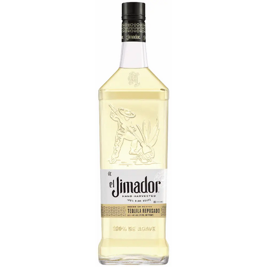 Bottle of El Jimador tequila on a white background