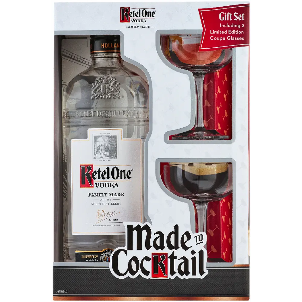 Ketel One Vodka with 2 Coup Glasses