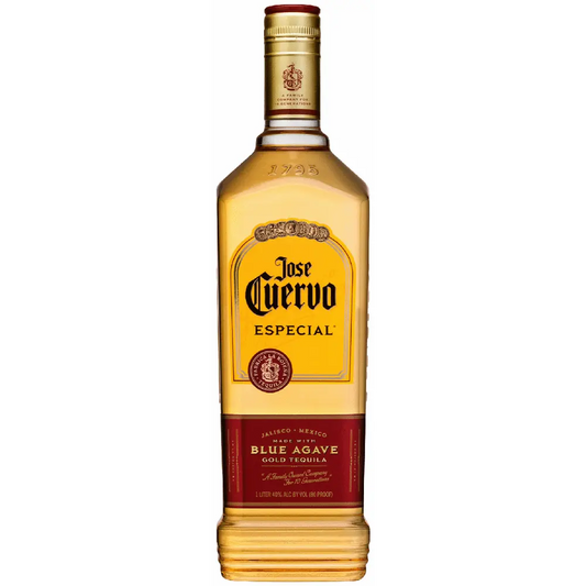 Jose Cuervo Especial tequila bottle on a white background