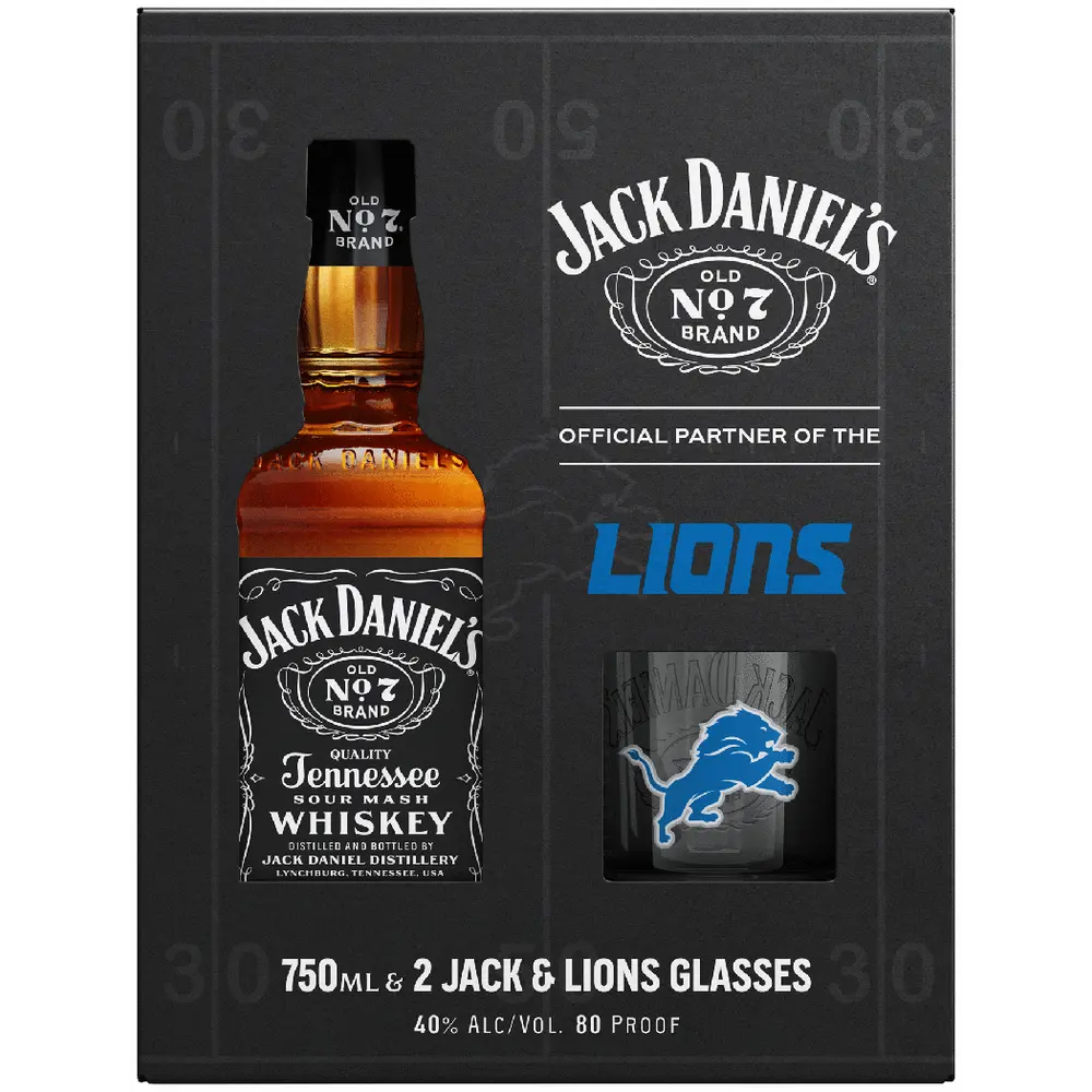 Jack Daniel's Tennessee Whiskey Gift Box with Detroit Lions Glass