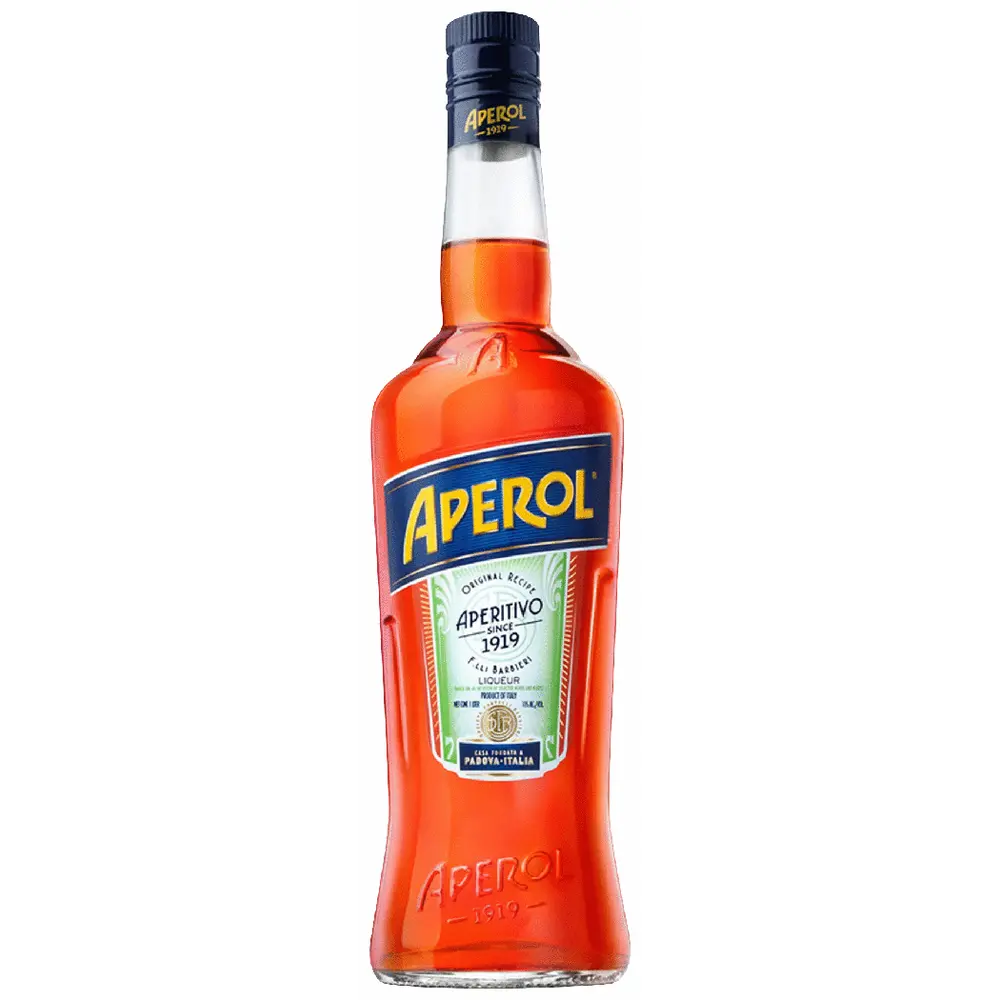 Aperol bottle on a white background