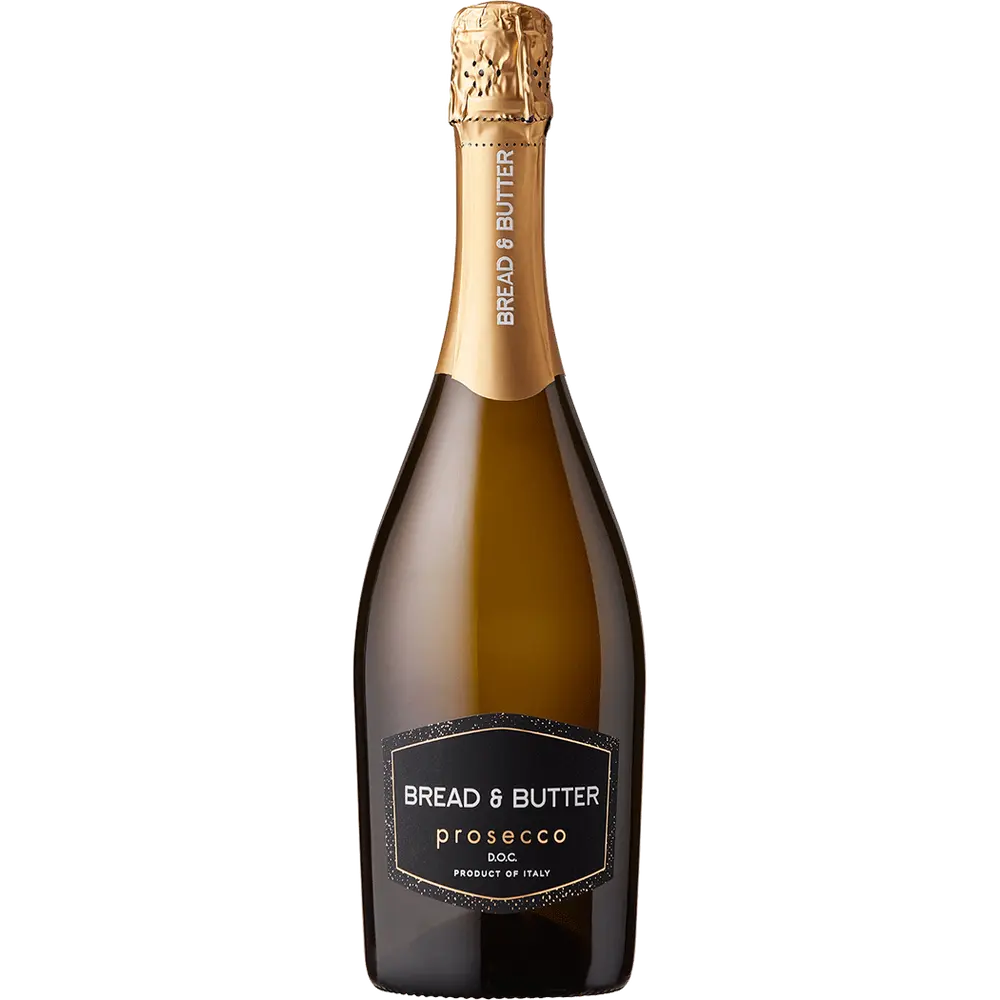 Bottle of Bread & Butter Prosecco on a white background