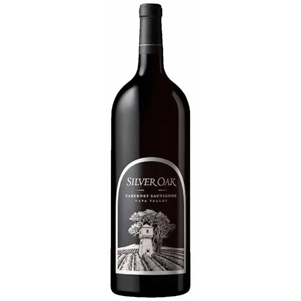 Silver Oak Cabernet Sauvignon wine bottle on a white background