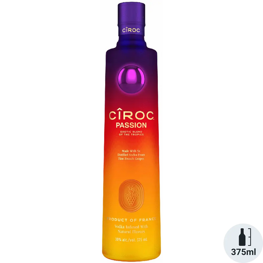 Ciroc Passion vodka bottle with gradient color on a white background
