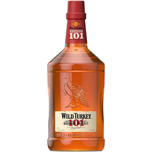 Wild Turkey 101 bourbon bottle on a white background
