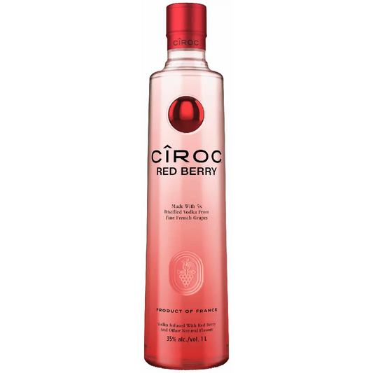 Ciroc Red Berry vodka bottle on a white background
