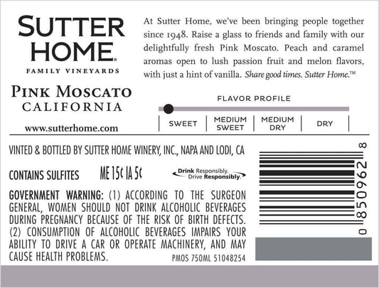 Sutter Home Pink Moscato Wine 187 Ml 4-pack