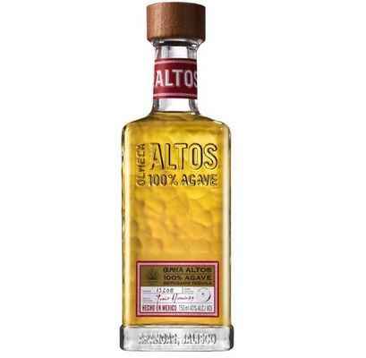 Bottle of Altos 100% Agave tequila on a white background