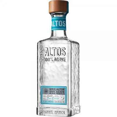 Altos tequila bottle on a white background