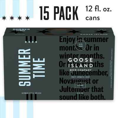 Goose Island Summertime Kolsch Craft Beer, 15 Pack Beer, 12 FL OZ Cans, 5% ABV