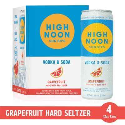 High Noon Grapefruit Vodka Hard Seltzer 4 Single Serve 355ml Cans