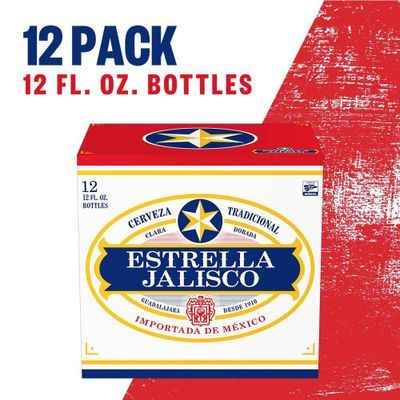 Estrella Jalisco Mexican Beer, 12 Pack Beer, 12 FL OZ Bottles, 4.5% ABV