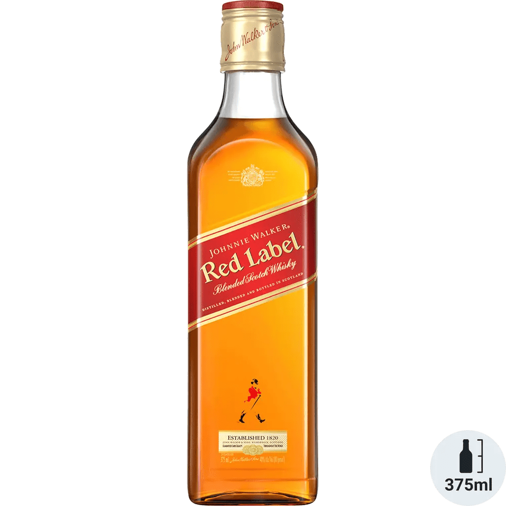 A bottle of Johnnie Walker Red Label blended Scotch whisky, showing the label and branding, with a capacity of 275ml or 375ml indicated.