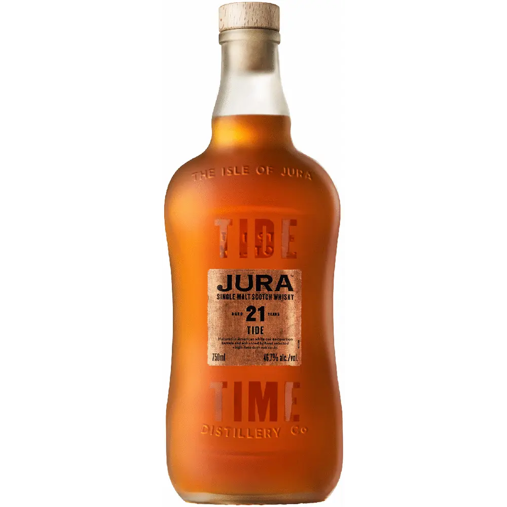 Jura whisky bottle on a white background