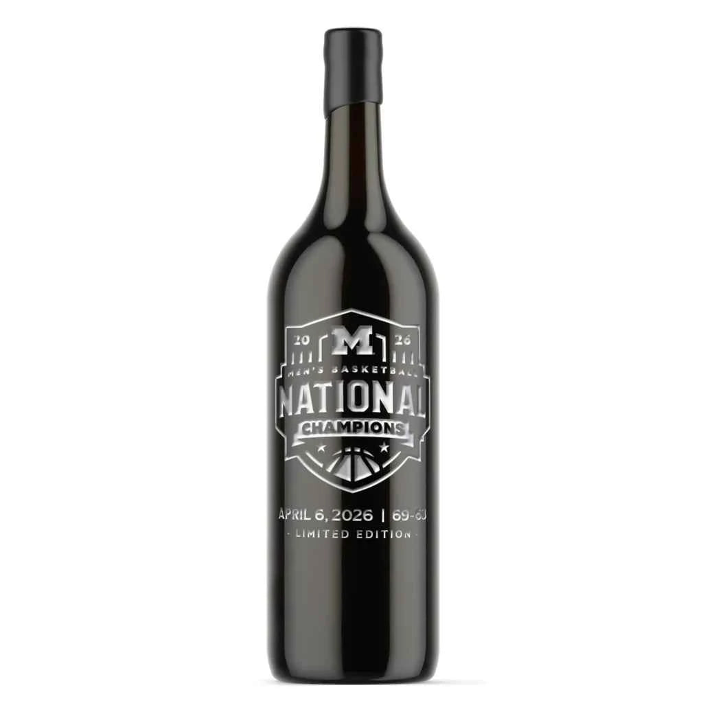 Manos Michigan 2026 Mens Basketball National Champions 3L Etched Wine
