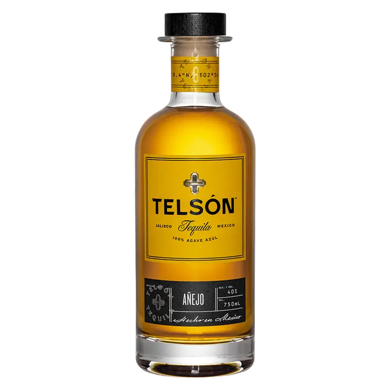 Bottle of Telson Tequila on a white background