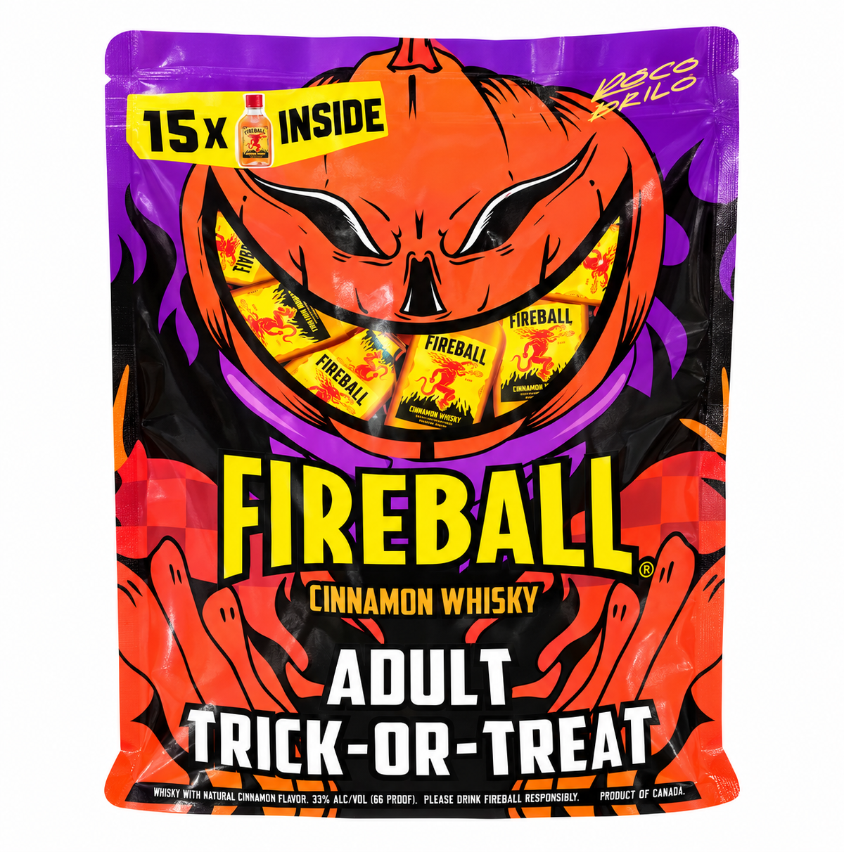 Fireball Cinnamon Whisky Adult Trick-or-Treat Bag 15pk 50ml