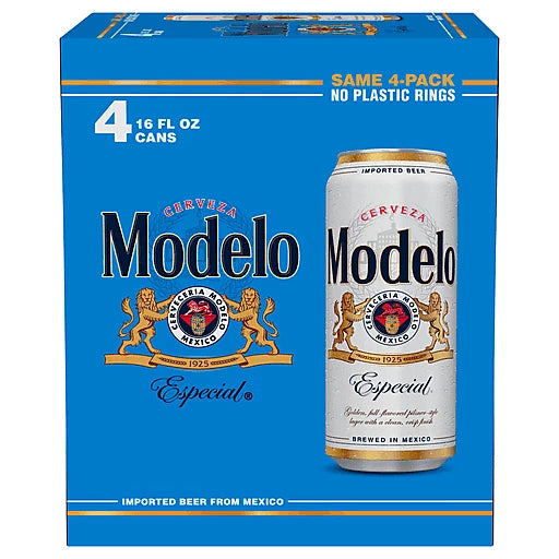 Modelo Especial Mexican Lager Beer, 4 pk 16 fl oz Cans, 4.4% ABV