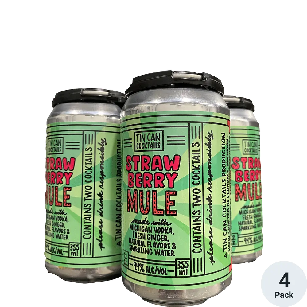 Tin Can Cocktails Strawberry Mule 4 Pack Cans