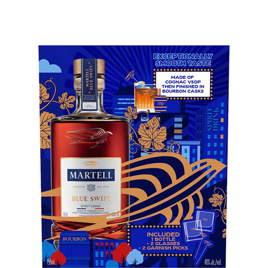 Martell Blue Swift Cognac Set with Glasses