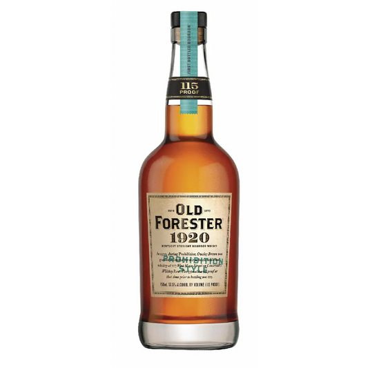 Old Forester 1920 whiskey bottle on a white background