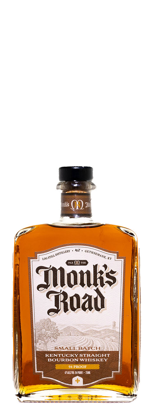 Monk's Road Kentucky Straight Bourbon Whiskey bottle on a white background