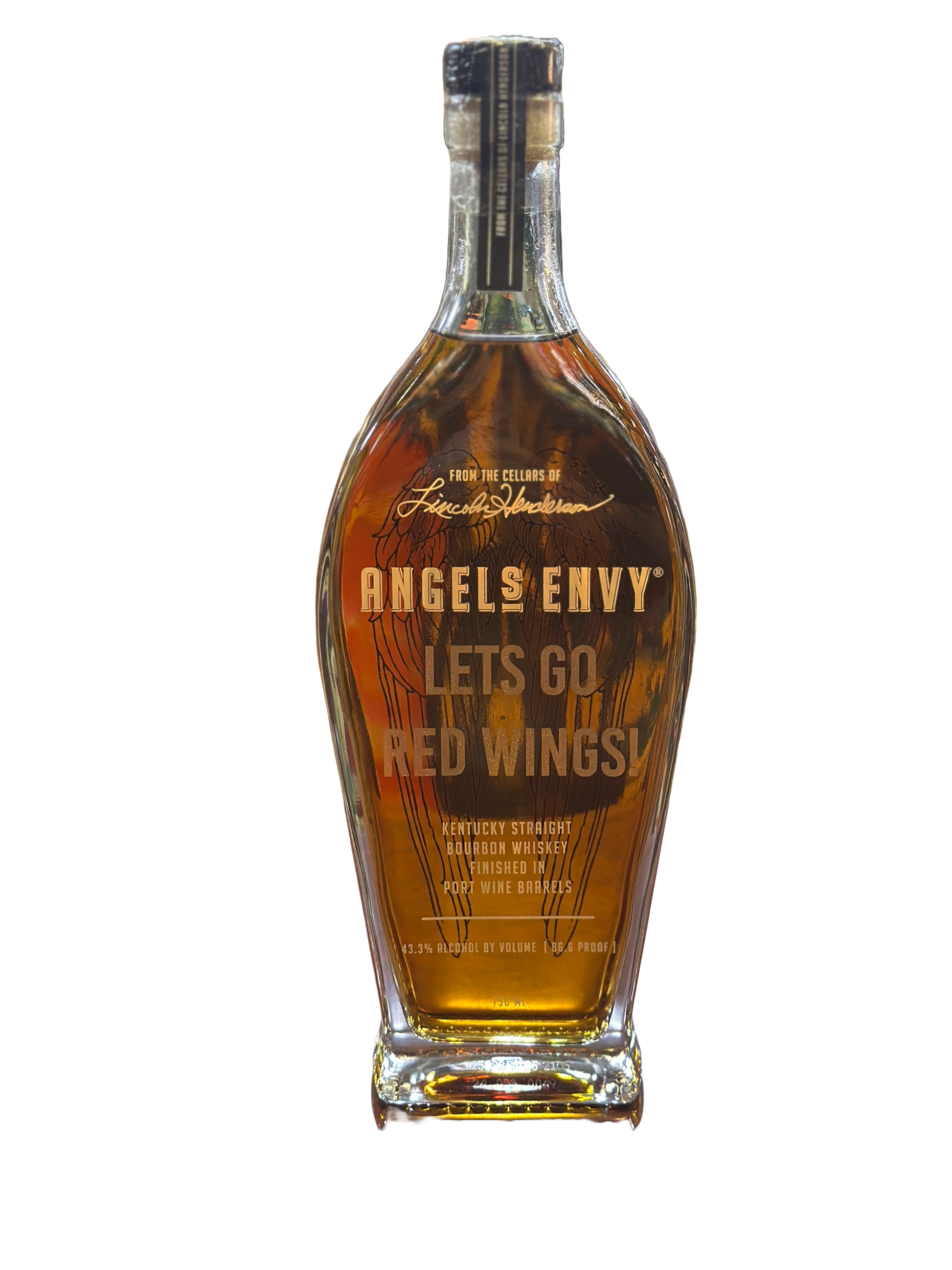Detroit Redwings Edition Angels Envy Bourbon Engraved with “Lets Go Redwings!”