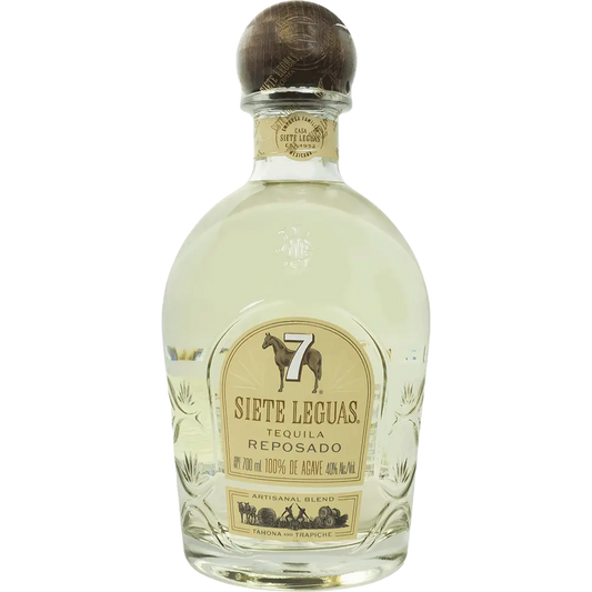 Siete Leguas Tequila Reposado bottle on a white background