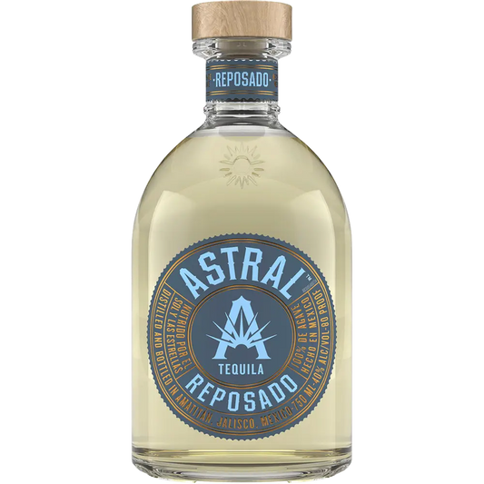Astral Tequila Reposado bottle on a white background