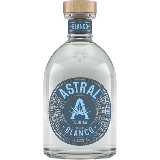Astral Tequila Blanco bottle on a white background