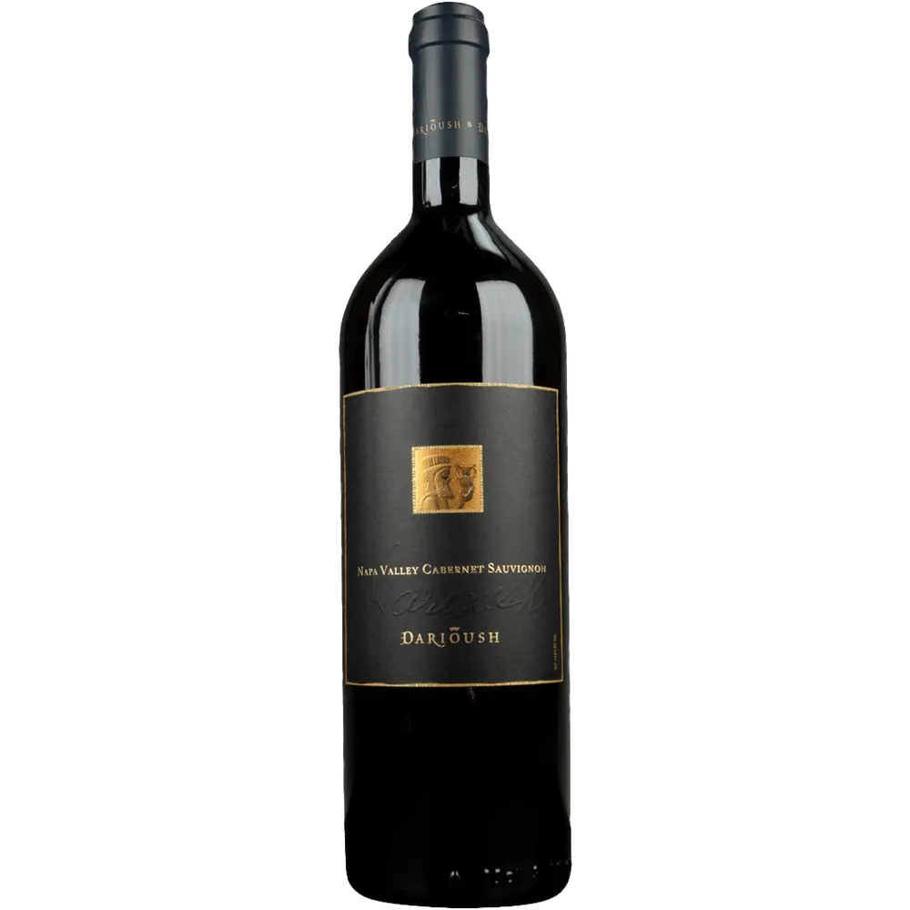 Wine bottle with a visible label on a white background