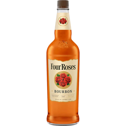 Four Roses bourbon bottle on a white background