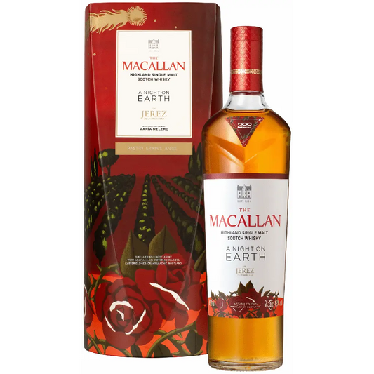 Macallan whisky bottle and packaging on a white background