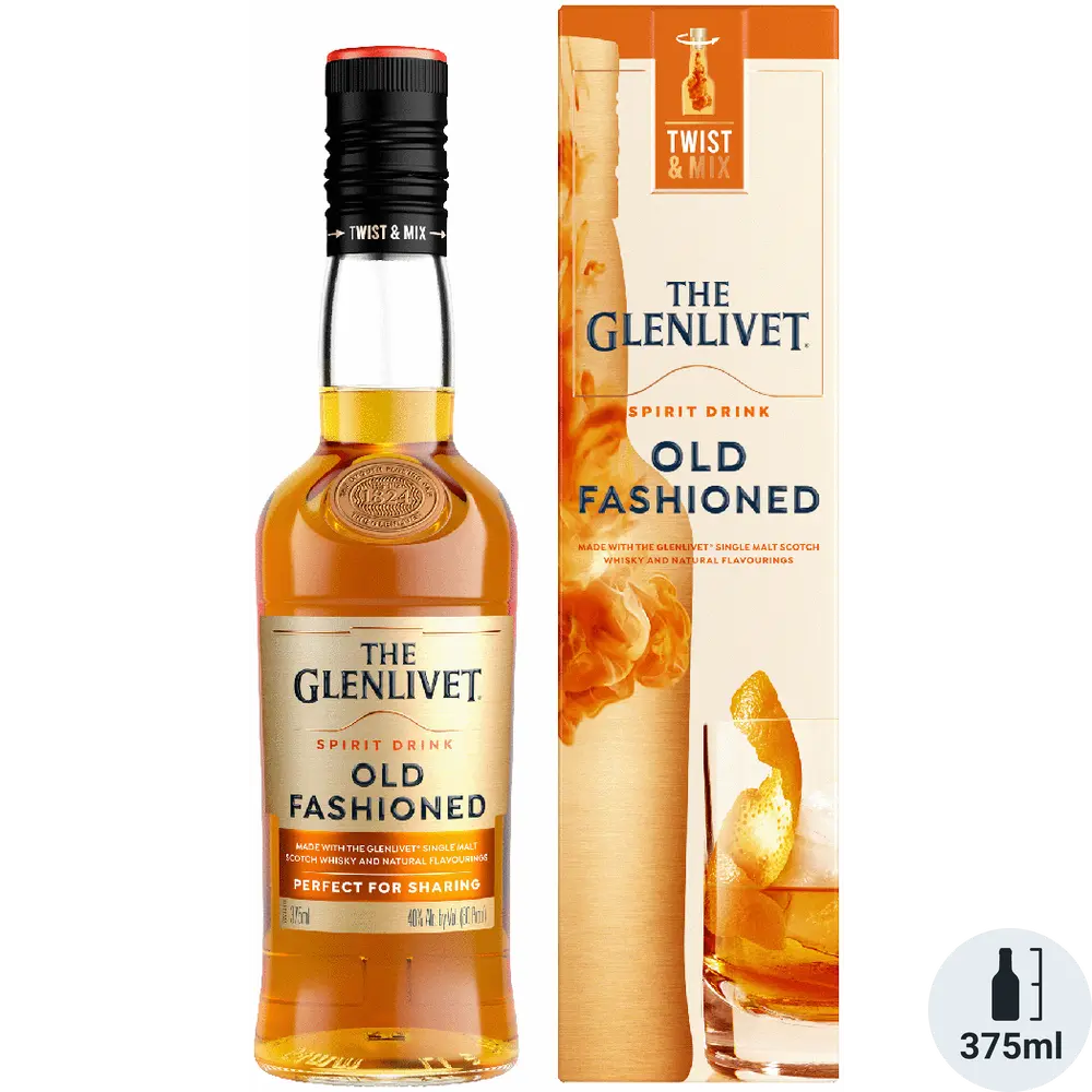 The Glenlivet Old Fashioned spirit drink bottle and packaging on a white background
