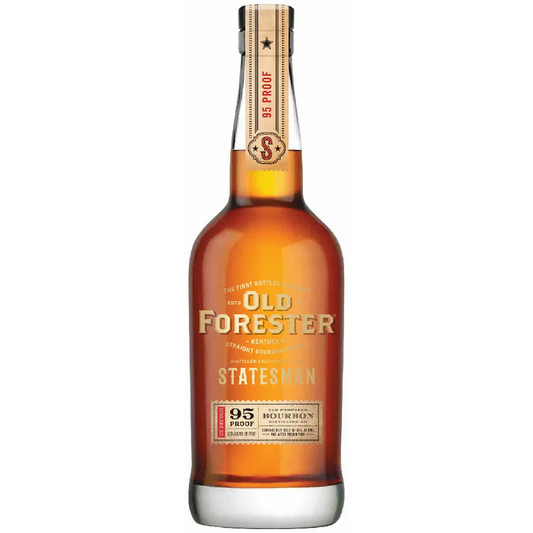 Old Forester Statesman bourbon bottle on a white background