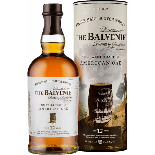 Balvenie whisky bottle and packaging on a white background