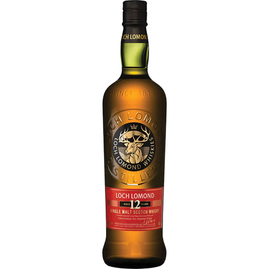 Loch Lomond whisky bottle on a white background